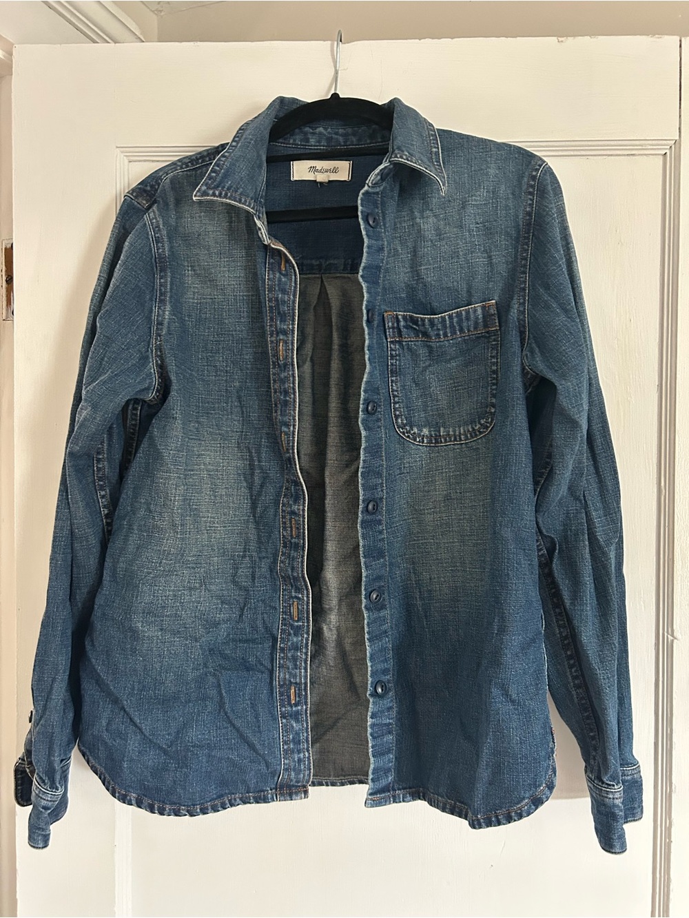 Madewell Denim Button-Up Shirt Jacket in Washed Blue
